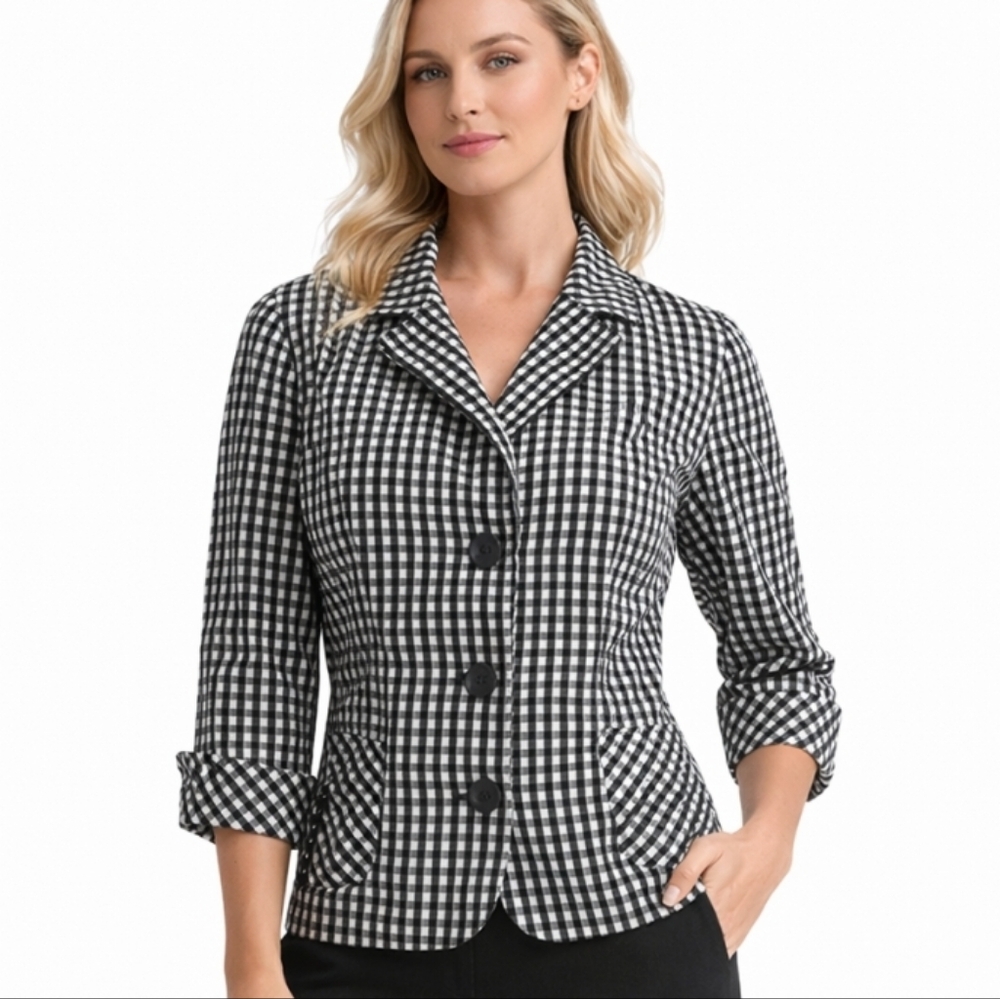 Tan Jay | Black White Check Vintage Tailored Jacket